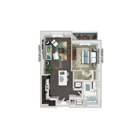 One bedroom floorplan A2